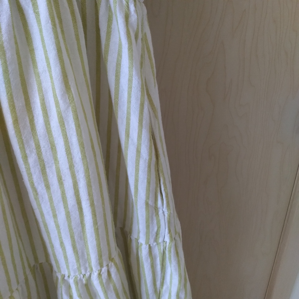 Sonoma Cottagecore Green and Cream Striped Midi Dress (M) - Picture 6 of 8